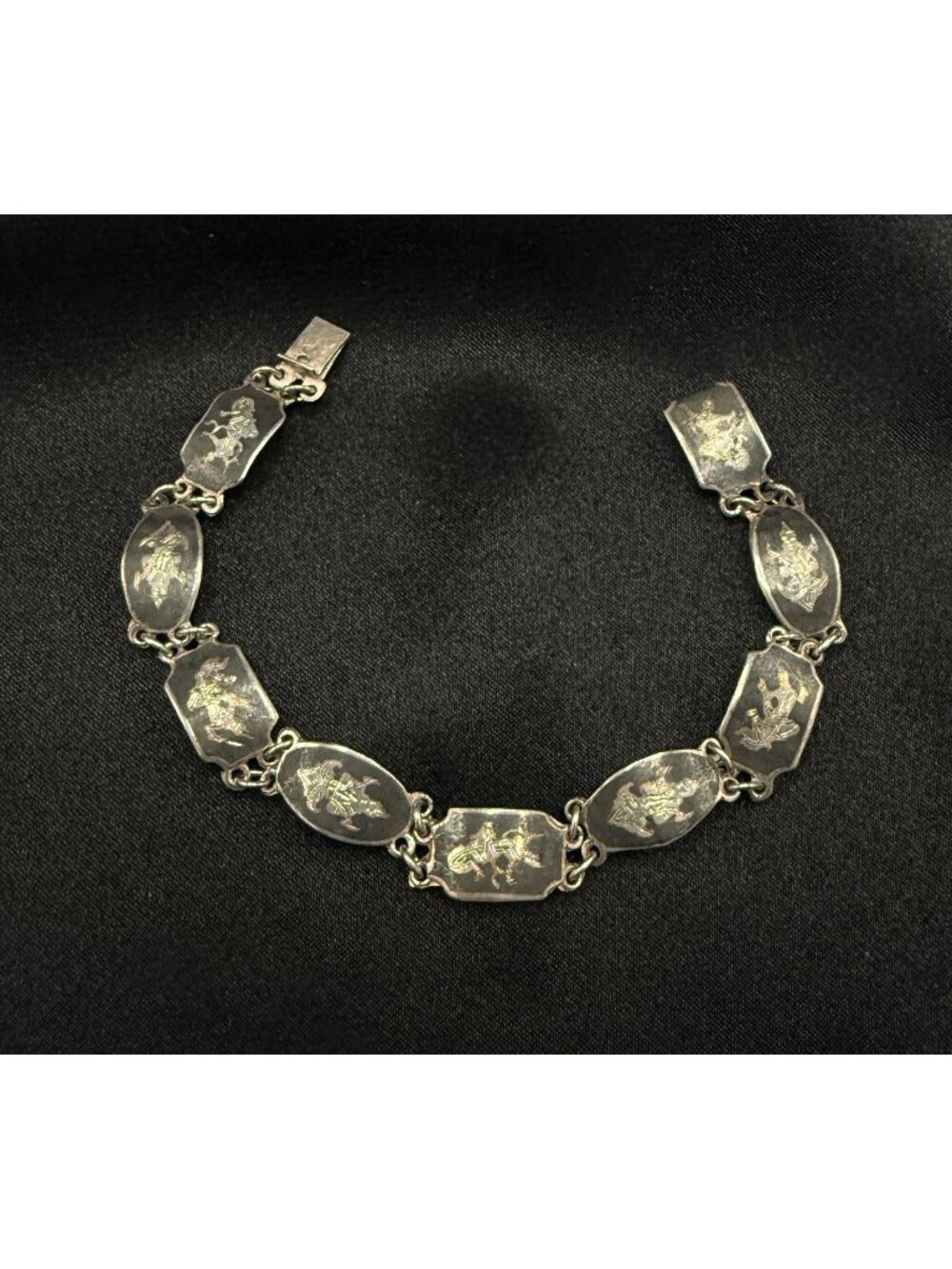 Vintage Sterling Silver Siam Signed Bracelet